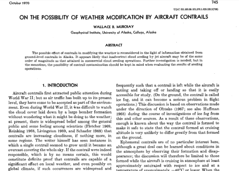 1970 On the Possibility of Weather mod with CONTRAILS